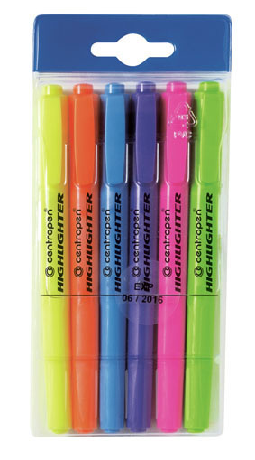 Zvýrazňovač Centropen HIGHLIGHTER 8722 - sada 6 ks