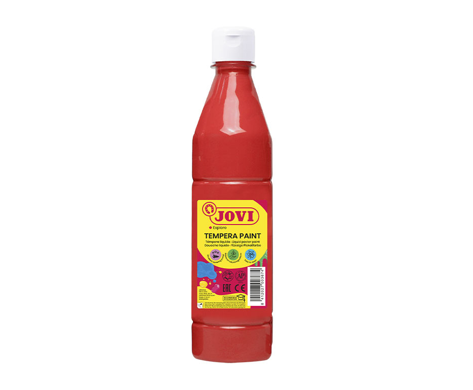 Tekuté temperové barvy JOVI v lahvi - 500 ml / červená
