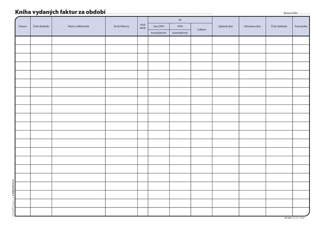 Optys 1010 kniha faktur vydaných 32 listů A4