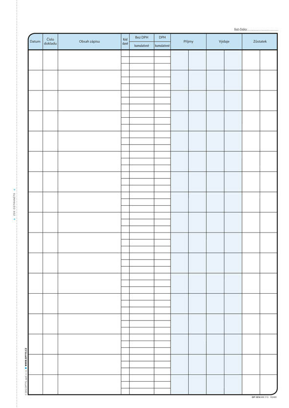 Optys 1014 pokladní kniha s DPH 2 x 25 listů NCR A4