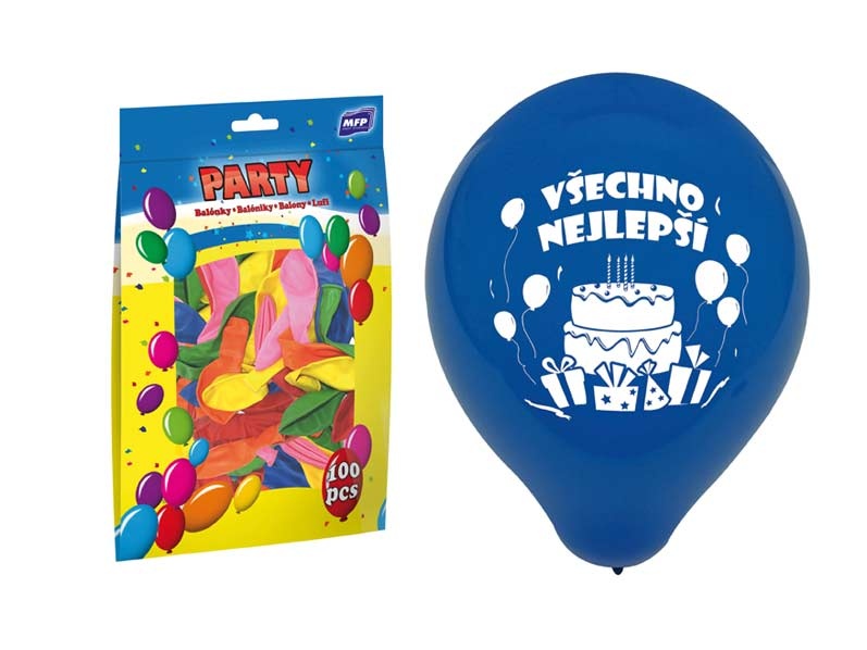 Nafukovací balonky - vel. M / 100 ks Všechno nejlepší