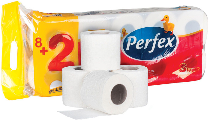Toaletní papír Perfex Deluxe s vůní - třívrstvý / bílá / 120 útržků / 10 ks