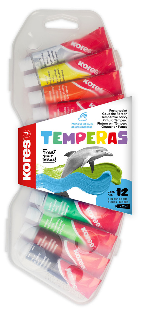 Temperové barvy Kores TEMPERAS - 12 barev