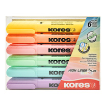 Zvýrazňovače Kores High Liner PLUS PASTEL 36060 sada 6 ks