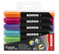 Popisovač Kores K-Marker Permanent - sada 6 ks / kulatý hrot