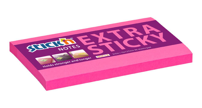 Samolepicí bločky Stick´n by Hopax Extra Sticky - 76 x 127 mm / 90 lístků / neon růžová