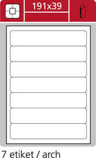 Print etikety A4 PLUS pro laserový a inkoustový tisk - 191 x 39 mm (7 etiket / arch)