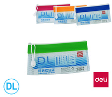 Spisové desky DELI na zip síťované - DL / barevný mix