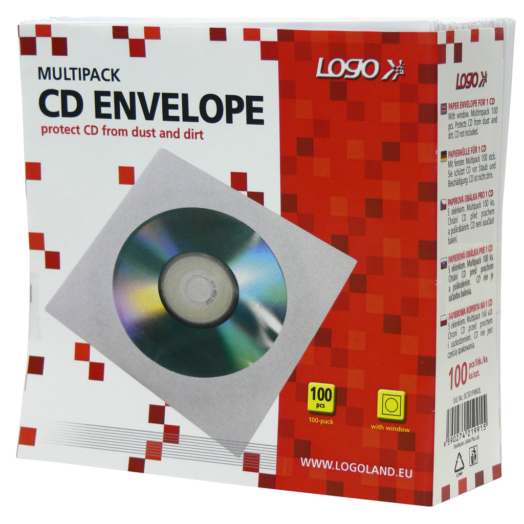 Obálky na CD / DVD - 100 ks / bílá / s okénkem